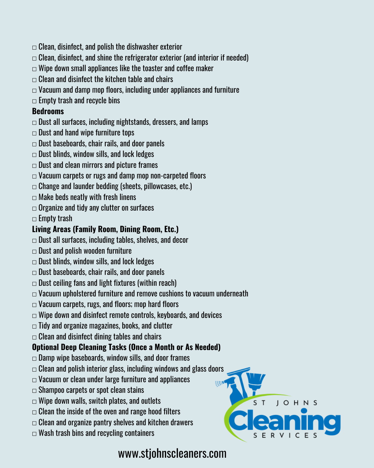 Weekly cleaning checklist free download pdf